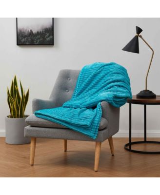 Ultra Soft & Light Ribbed Fleece Blanket - Throw/Travel 50"x60"