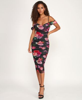 Juniors' Sweetheart Neck Off-The-Shoulder Midi Dress