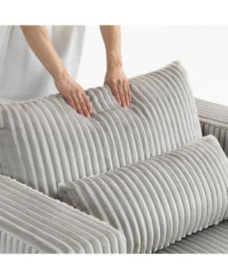 Streamdale Oversized Corduroy Lounge Chair with Ottoman, Modular Deep-Seat Floor Couch - Smoke Grey