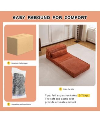 Streamdale Compression Sofa, Convertible Floor Sofa Bed, Modular Sectional Sofa, Orange