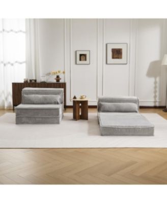 Streamdale Compression Sofa, Convertible Floor Sofa Bed, Light-grey