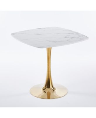 Streamdale 31.5" Square Tulip Dining Table for 2-4 Persons (White & Gold