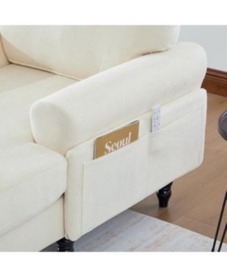 Modern Minimalist Chenille Chaise Lounge Recliner Sofa with Armrests & Storage