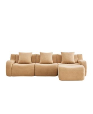  Boneless Sofa, 3 Seat Teddy Fabric, Anti-Slip, No Assembly