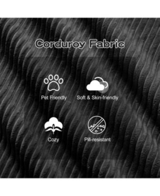 Streamdale Modern U-Shaped Corduroy Sectional Sofa with Movable Ottoman, Black