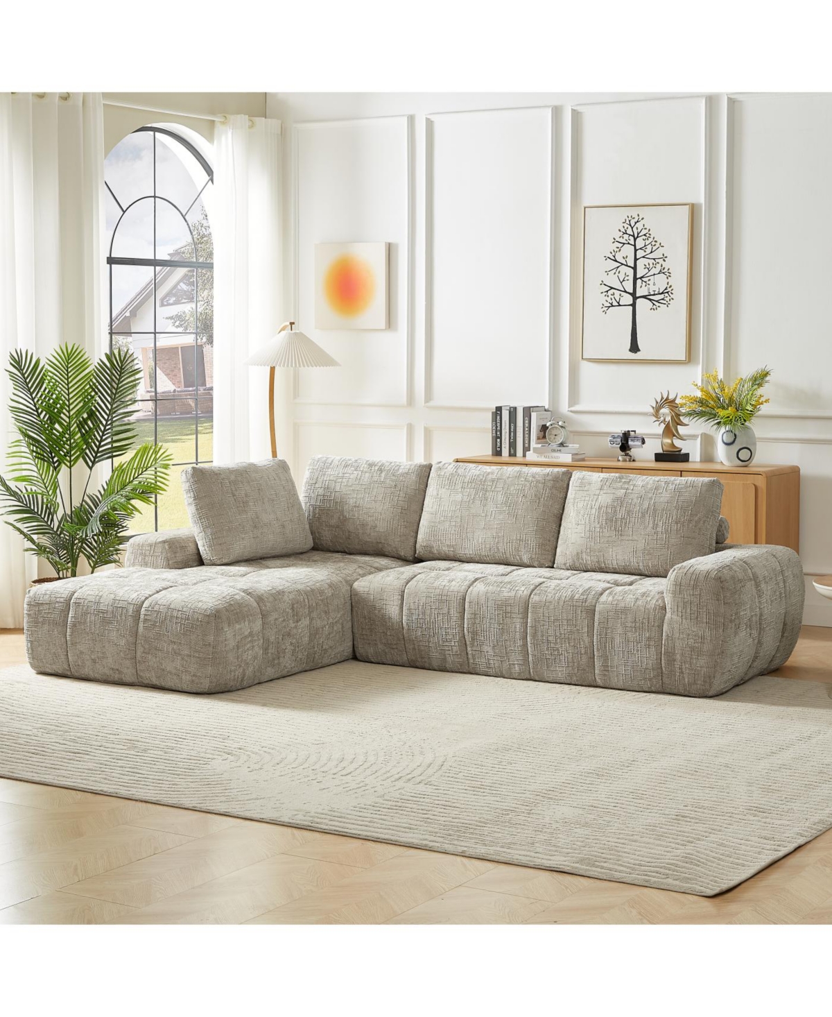 Streamdale Furniture Streamdale Chenille L-Shape Luxury Sectional Sofa, Comfy Sleeper Couch for Living Room