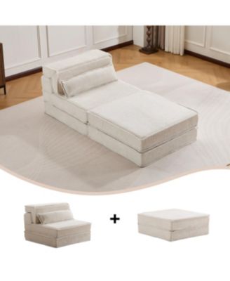 Streamdale Compression Sofa, Convertible Floor Sofa Bed, White