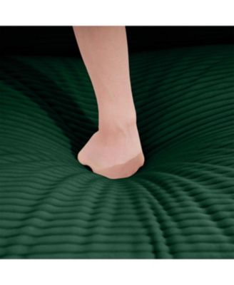 Green Corduroy Two-Seater Sofa with 2 Footrests/Ottoman