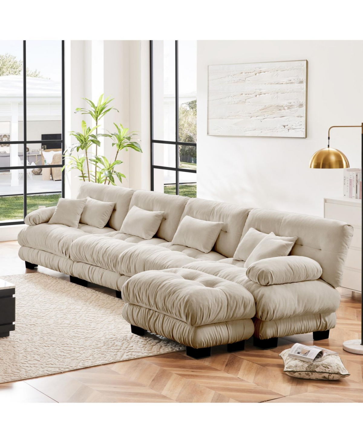 Streamdale Furniture Streamdale Free Combination Modular Sectional Sofa, L-Shaped Couch, 4-Seater Cloud Couch
