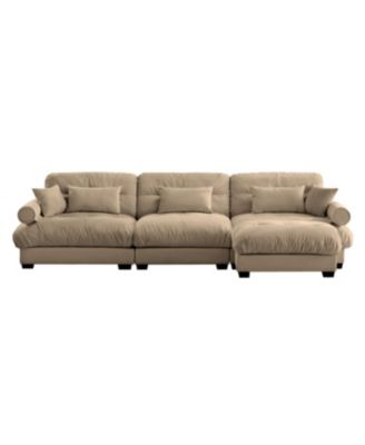 Streamdale Super Comfort Oversized Modular Velvet Sectional Sofa Couch with Ottoman