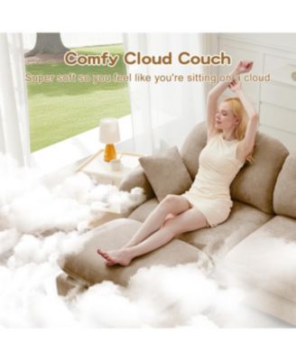 Streamdale Three-Seater Modular Chenille Sectional Couch with Tufted Cushions, Camel