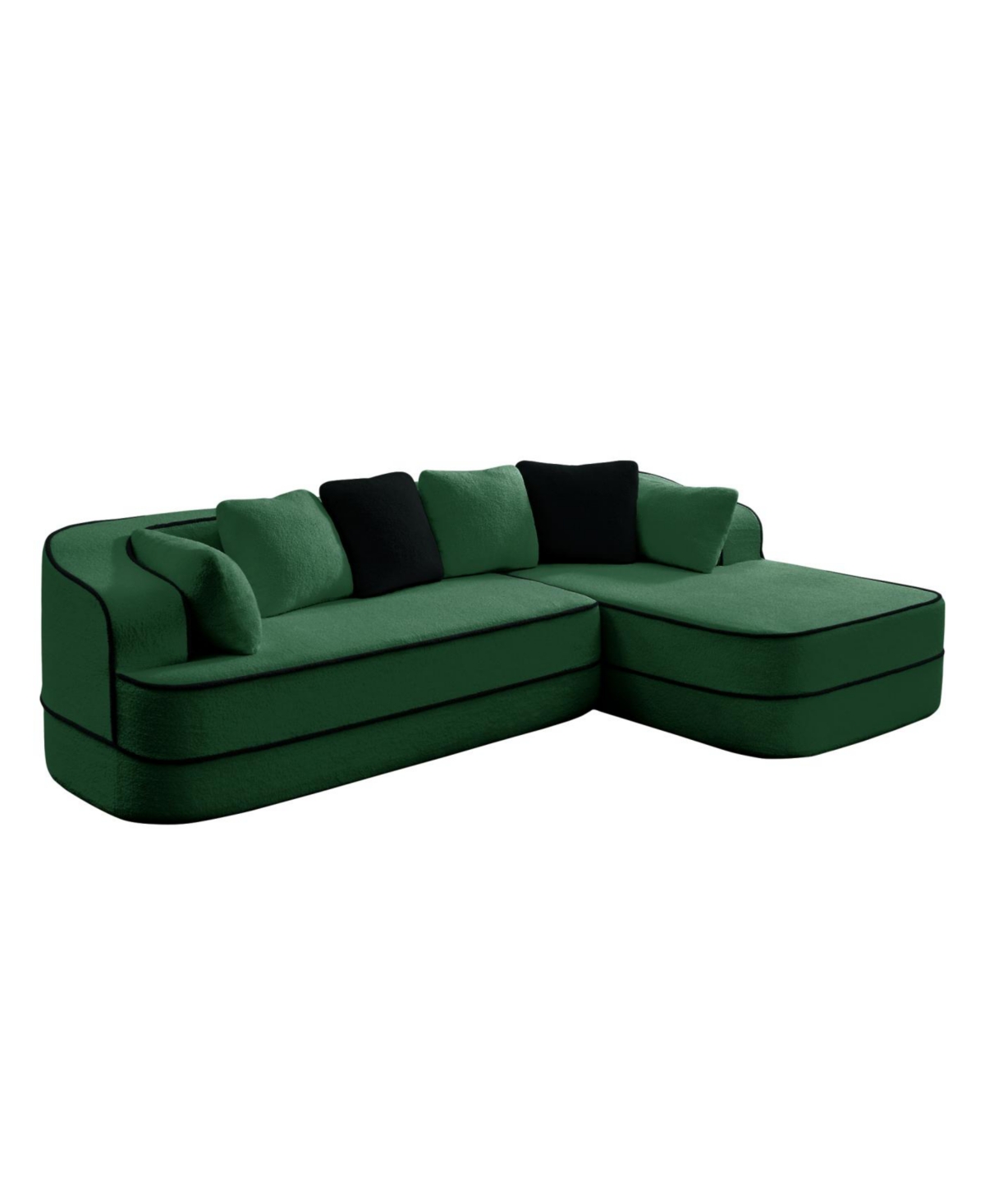 Streamdale Green Teddy Fabric L-Shaped Chaise Sofa - No Assembly, Fluffy Comfy Couch