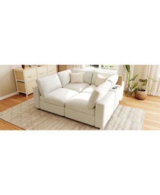 Upholstered Modular Sofa with Storage, USB, Wireless Charging & Bluetooth Speaker