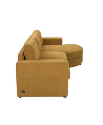 Streamdale Modern L-shaped Sofa Couch with Curved Chaise, USB & Storage, Blue