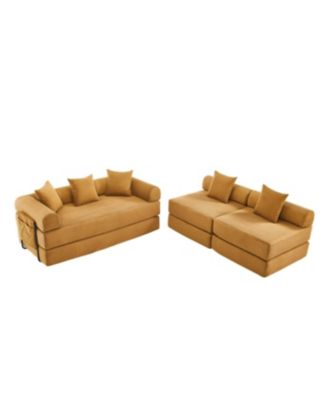 Streamdale Convertible Folding Sofa Bed with Pillow Back Handrail