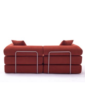 Modular Sofa Bed for Apartment, Convertible Sofa Bed, Corduroy, Ancora Red