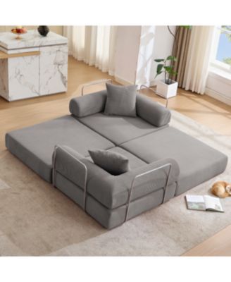 Modular Sofa Bed for Apartment, Convertible Sofa Bed, Dark Gray Corduroy