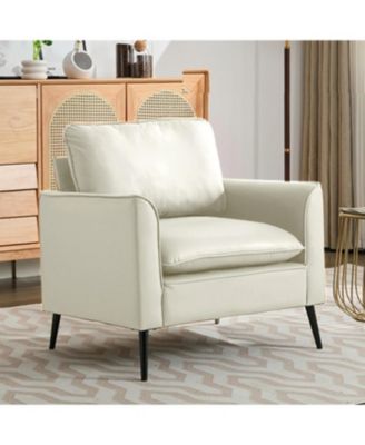 Cat paw leather upholstered sofa 2PC Cream White, Nordic retro casual sofa chair.