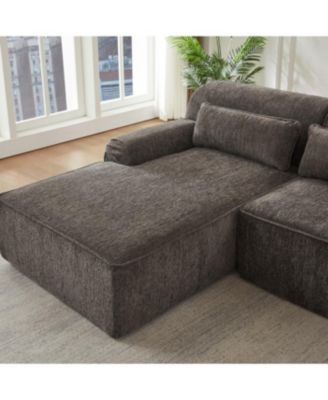 Chenille L-Shape Luxury Sectional Sofa, Comfy Sleeper Couch for Living Room