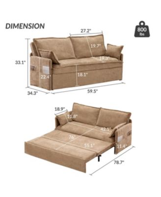 Streamdale Ergonomic Sofa Bed with Storage & Charging - Chenille Convertible Sleeper