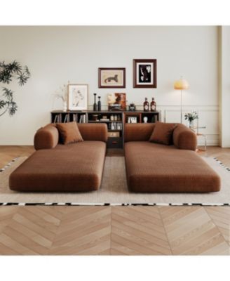 Streamdale Corduroy Compression Sofa Bed with Pillow Back Support, Brown