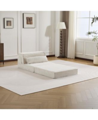 Compression Sofa, Convertible Floor Sofa Bed, White