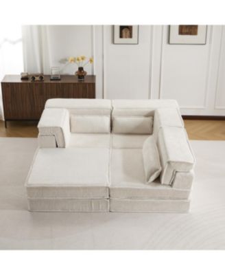 Streamdale Compression Sofa, Convertible Floor Sofa Bed, White
