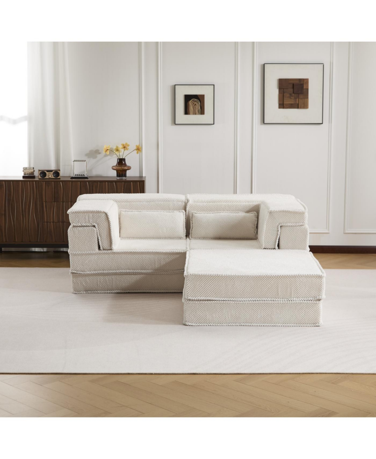 Streamdale Furniture Streamdale Compression Sofa, Convertible Floor Sofa Bed, White