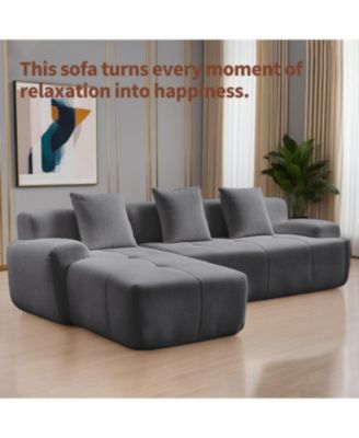 Streamdale Modern cloud sofa, modular L-shaped chaise, deep seat, no assembly.