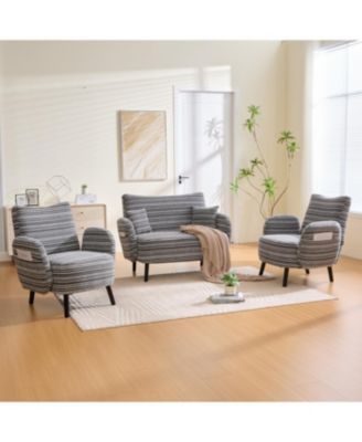 Streamdale Modern two-seater sofa with armrests, pillows, and storage pockets