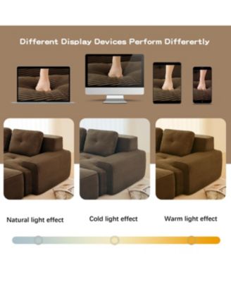 Streamdale 82" Modern L-Shaped Corduroy Sectional Sofa, Deep Seat Couch, Brown