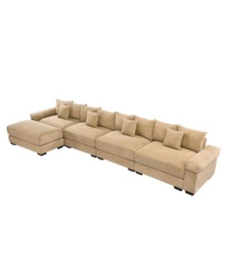 Streamdale Camel 170" Oversized Cloud Modular L-Shape Sectional Couch with Ottoman
