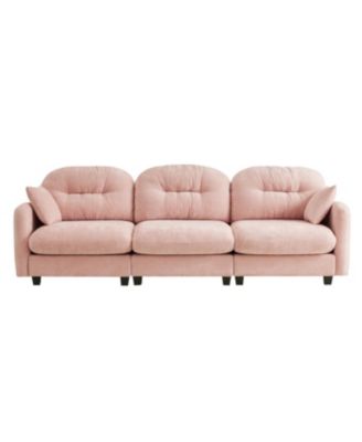 Three-Seater Modular Sectional Couch, Soft Chenille, Pink