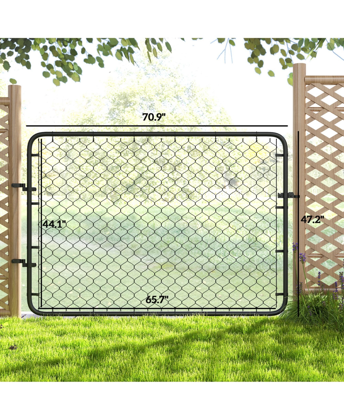 Outsunny Chain Link Fence Gate, Galvanized Steel Garden
