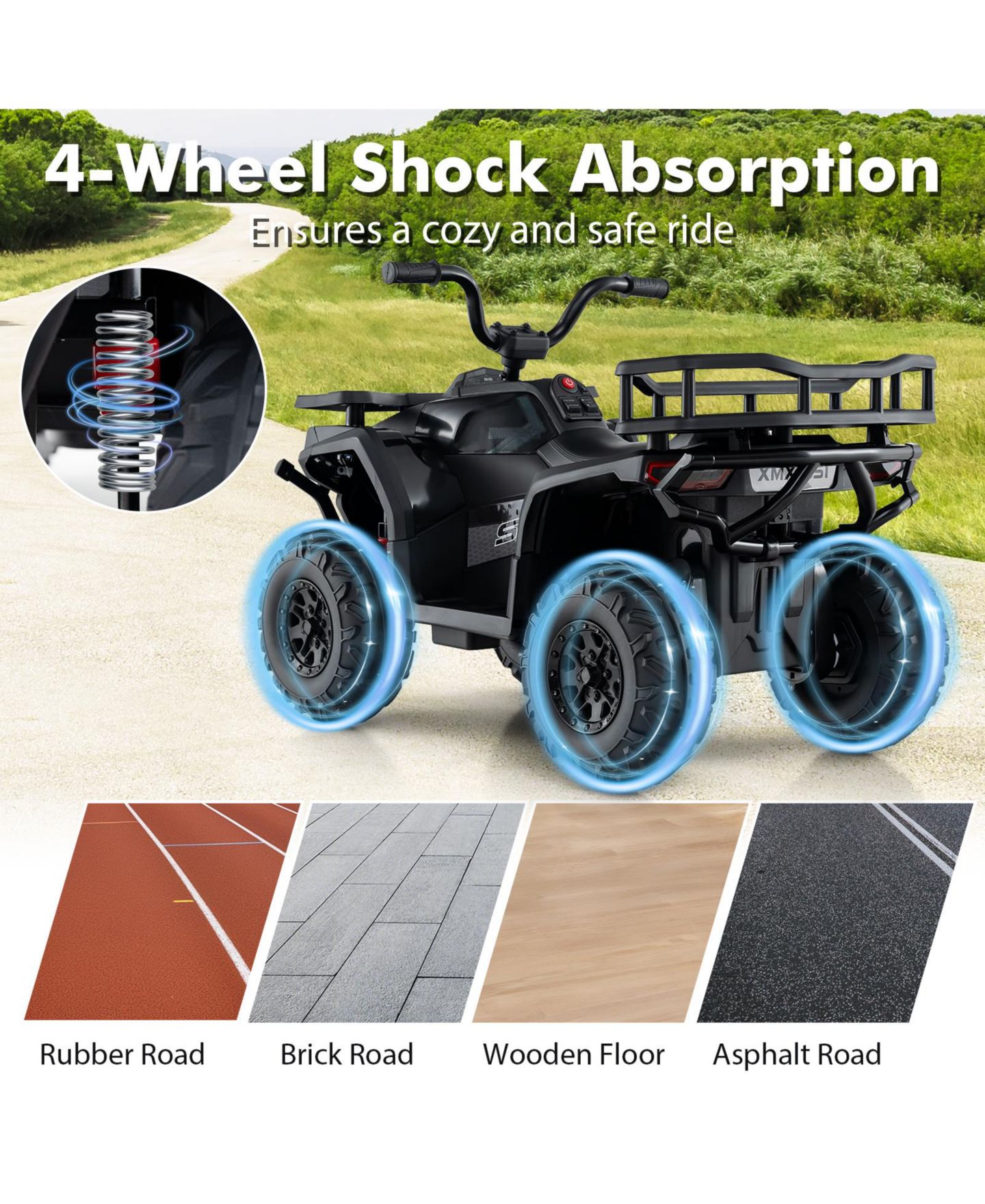 Детская игрушка HONGGE 24V Electric Ride-On Atv Quad with LED Lights, Ages 3+, цвет: Чёрный — фото 11