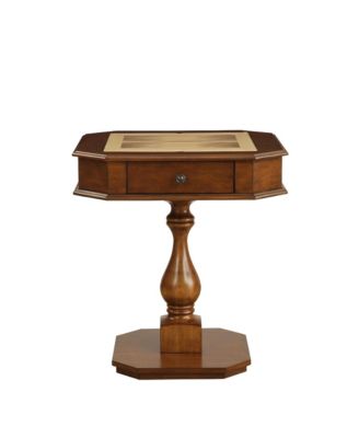 20" Cherry-Finish Reversible Game Table with 3-in-1 Chess, Checkers & Backgammon Tray and Storage Drawers