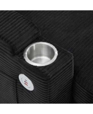 Streamdale Convertible U-Shaped Sectional Sofa with Storage, Cup Holders & USB Ports, Black