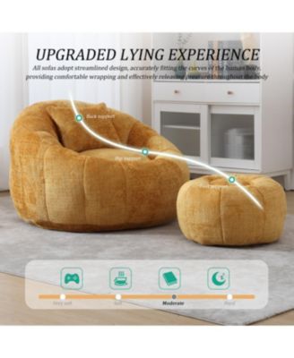 Modern Bean Bag Chair with Ottoman for Adults