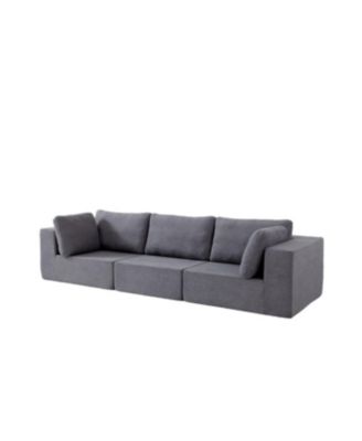 Chenille Fabric Upholstered Sofa, Oversized Comfy Cloud 3-Seater Sofa Couch, Grey