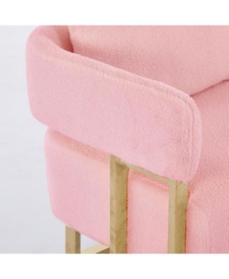 Streamdale Modern Teddy Fleece Chair with Gold Legs, Pink
