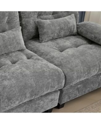  67" Loveseat with Adjustable Backrest, Chenille Fabric & 2 Pillows