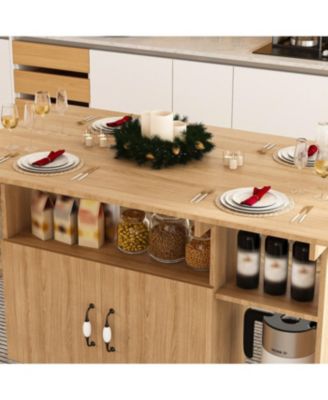 Streamdale Multi-Functional Folding Table with Storage Shelves and Wheels