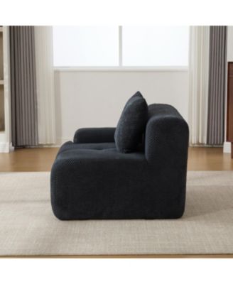 73" Modern Modular Sectional Loveseat, 2 Seater Tufted Cloud Floor Couch w/ 2 Pillows, Charcoal