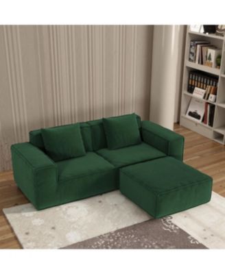 Streamdale Modular sofa bed, corduroy velvet, green