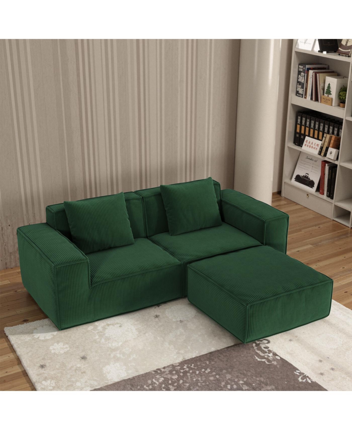 Streamdale Furniture Streamdale Modular sofa bed, corduroy velvet, green