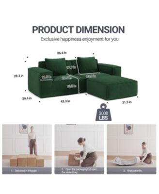 Streamdale Modular sofa bed, corduroy velvet, green