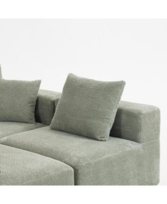 Streamdale Modular Sectional Sofa, Light Green Upholstery, 111"x74"x24