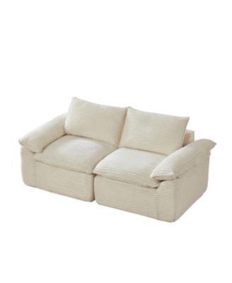 Modern corduroy cloud sofa, comfortable & combinable for living rooms.