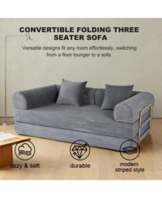 2-in-1 Foldable Sofa Bed, 75 Inch Convertible Sleeper Couch with Memory Foam Mattress