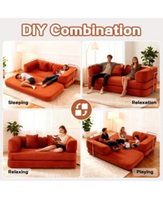 Floor Couch Sofa Bed Convertible Blanket Pillow Enhanced Frame